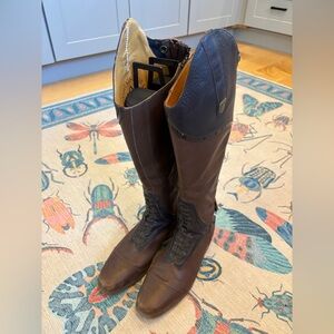 Men's Tall Riding Boots in Brown and Dark Navy - Classic Equestrian Style